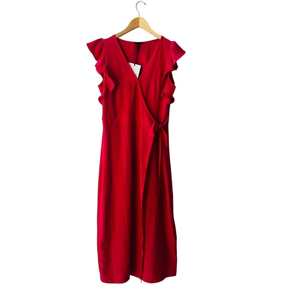 Who What Wear Pink Ruffles Sleeveless Wrap Dress Size M Medium NWT - Picture 7 of 7